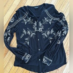 Lucky Brand - embroidered western shirt. BUTTON UP. LARGE